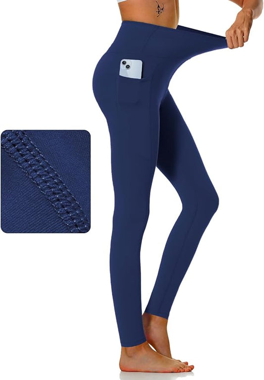 KOWBEAR Womens Yoga Leggings 4-Way Stretch High Waisted Tummy Control Pant with Pocket Workout Athletic Gym Casual Pants