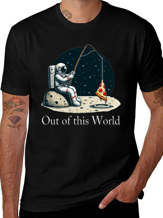 Astronaut Fishing for Pizza T-Shirt - Out of This World!